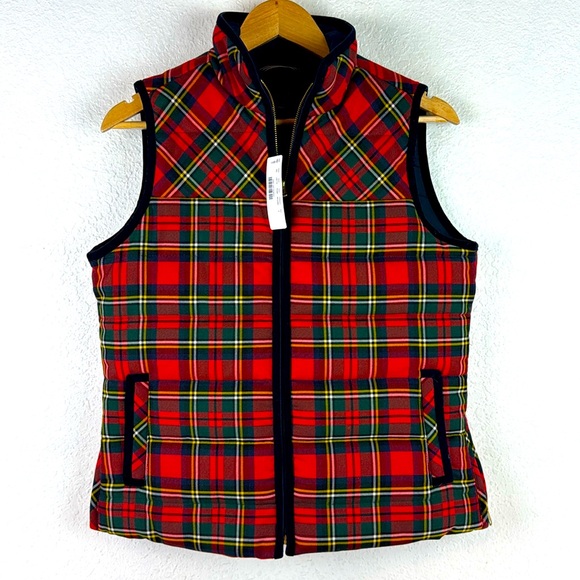 New nwt J.Crew Tartan Plaid Mountain Puffer Vest small - Picture 2 of 13